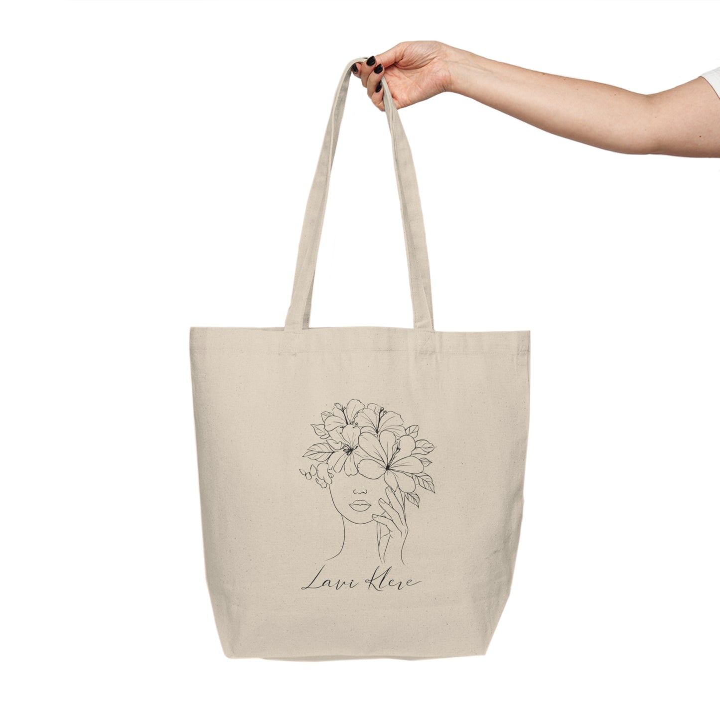 LK Floral Face Canvas Tote Bag